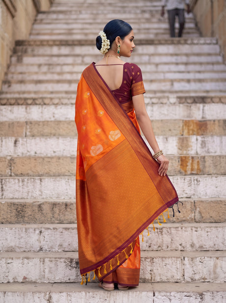 MIMOSA Mustard Kanjivaram Art Silk Saree — pose 2 styling detail