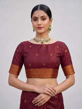 MIMOSA Mustard Kanjivaram Art Silk Saree — blouse close-up