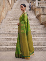 MIMOSA Olive Kanjivaram Art Silk Saree — pose 9 styling detail