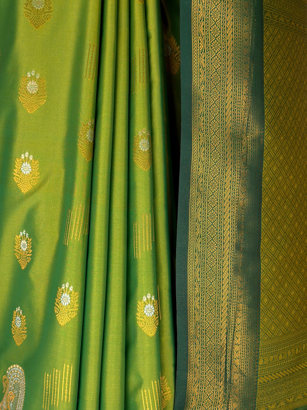 MIMOSA Olive Kanjivaram Art Silk Saree — fleets shot full lifestyle