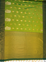MIMOSA Olive Kanjivaram Art Silk Saree — pallu and zari work detail