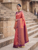 MIMOSA Peach Kanjivaram Art Silk Saree — pose 4 styling detail