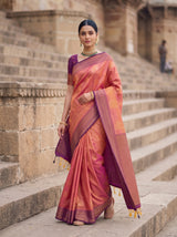 MIMOSA Peach Kanjivaram Art Silk Saree — pose 7 styling detail