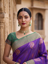 MIMOSA Purple Kanjivaram Art Silk Saree — pose 10 styling detail