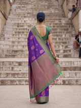 MIMOSA Purple Kanjivaram Art Silk Saree — pose 2 styling detail
