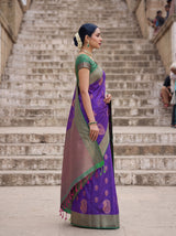 MIMOSA Purple Kanjivaram Art Silk Saree — pose 3 styling detail