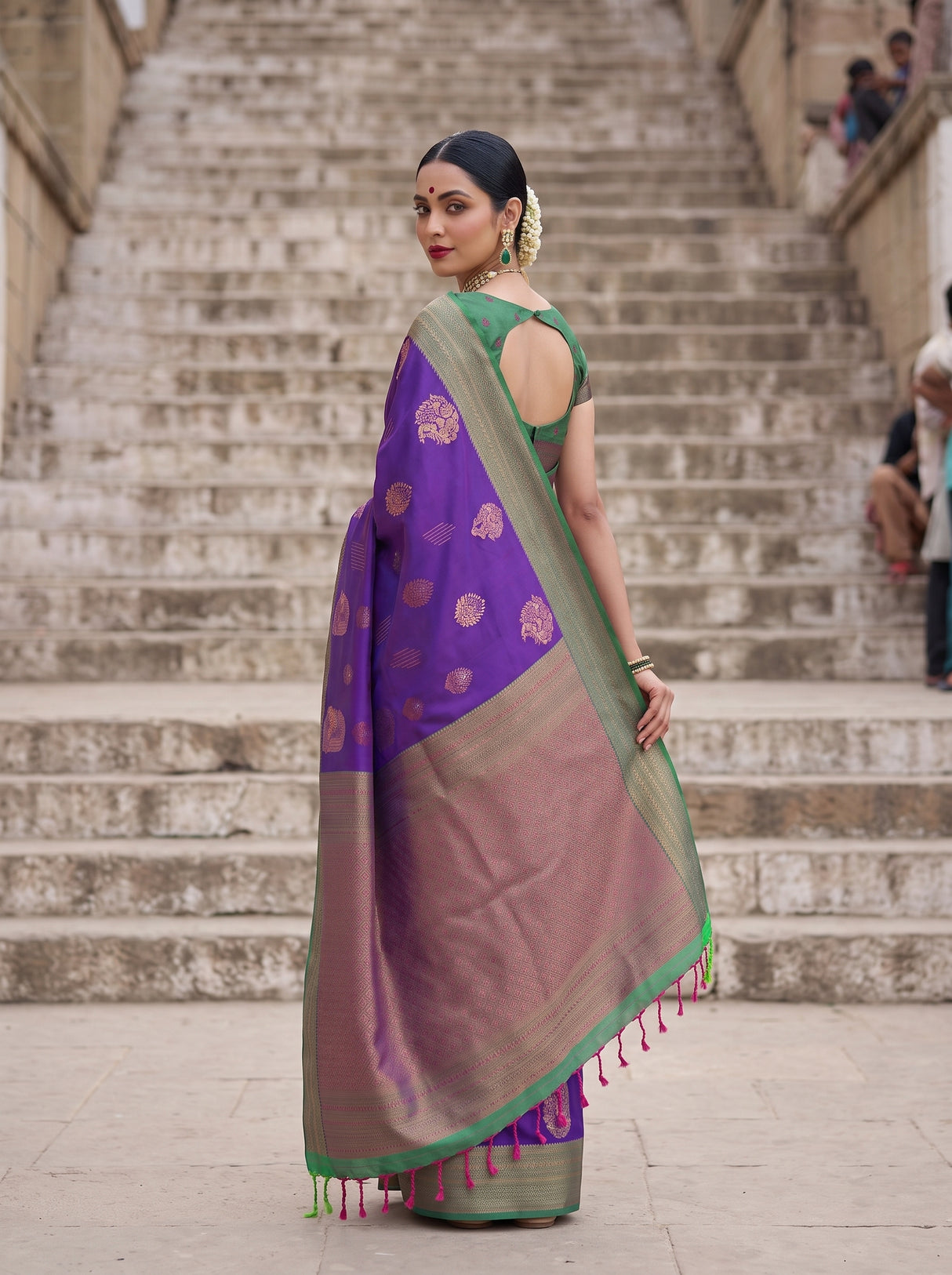 MIMOSA Purple Kanjivaram Art Silk Saree — pose 9 styling detail