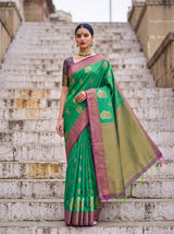 MIMOSA Rama Kanjivaram Art Silk Saree — pose 10 styling detail