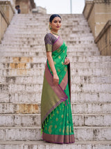 MIMOSA Rama Kanjivaram Art Silk Saree — pose 5 styling detail