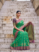 MIMOSA Rama Kanjivaram Art Silk Saree — pose 8 styling detail