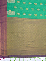 MIMOSA Rama Kanjivaram Art Silk Saree — pallu and zari work detail