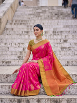 MIMOSA Rani Kanjivaram Art Silk Saree — pose 8 styling detail