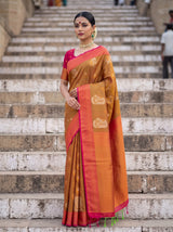 MIMOSA Rust Kanjivaram Art Silk Saree — pose 4 styling detail