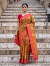 MIMOSA Rust Kanjivaram Art Silk Saree — pose 7 styling detail