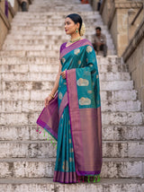 MIMOSA Sapphire Kanjivaram Art Silk Saree — pose 3 styling detail