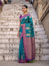 MIMOSA Sapphire Kanjivaram Art Silk Saree — pose 4 styling detail