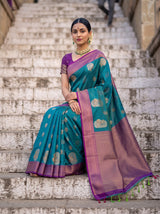 MIMOSA Sapphire Kanjivaram Art Silk Saree — pose 8 styling detail
