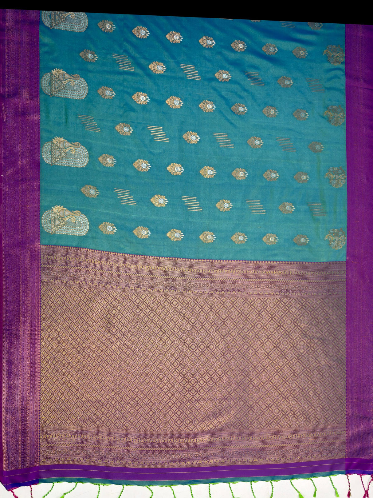 MIMOSA Sapphire Kanjivaram Art Silk Saree — pallu and zari work detail