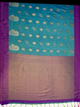 MIMOSA Sapphire Kanjivaram Art Silk Saree — pallu and zari work detail