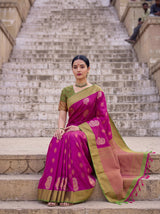 MIMOSA Wine Kanjivaram Art Silk Saree — pose 8 styling detail