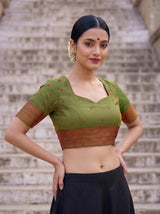 MIMOSA Wine Kanjivaram Art Silk Saree — blouse close-up