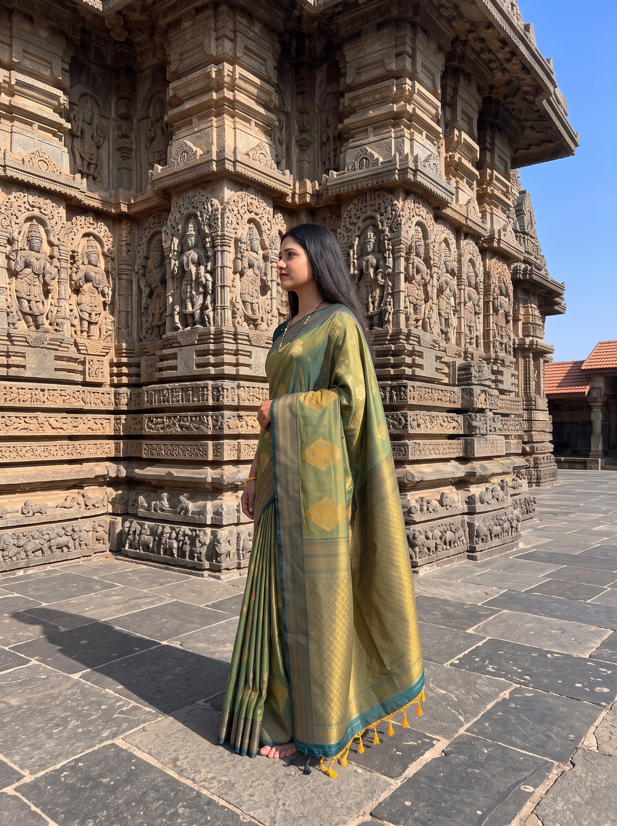MIMOSA Green Saree Saree — pose 4 styling detail