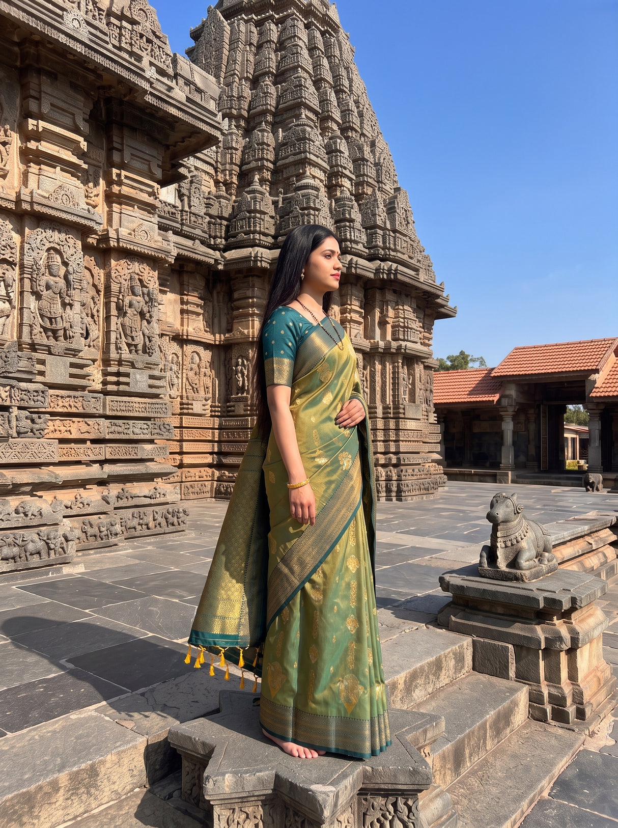 MIMOSA Green Saree Saree — pose 5 styling detail