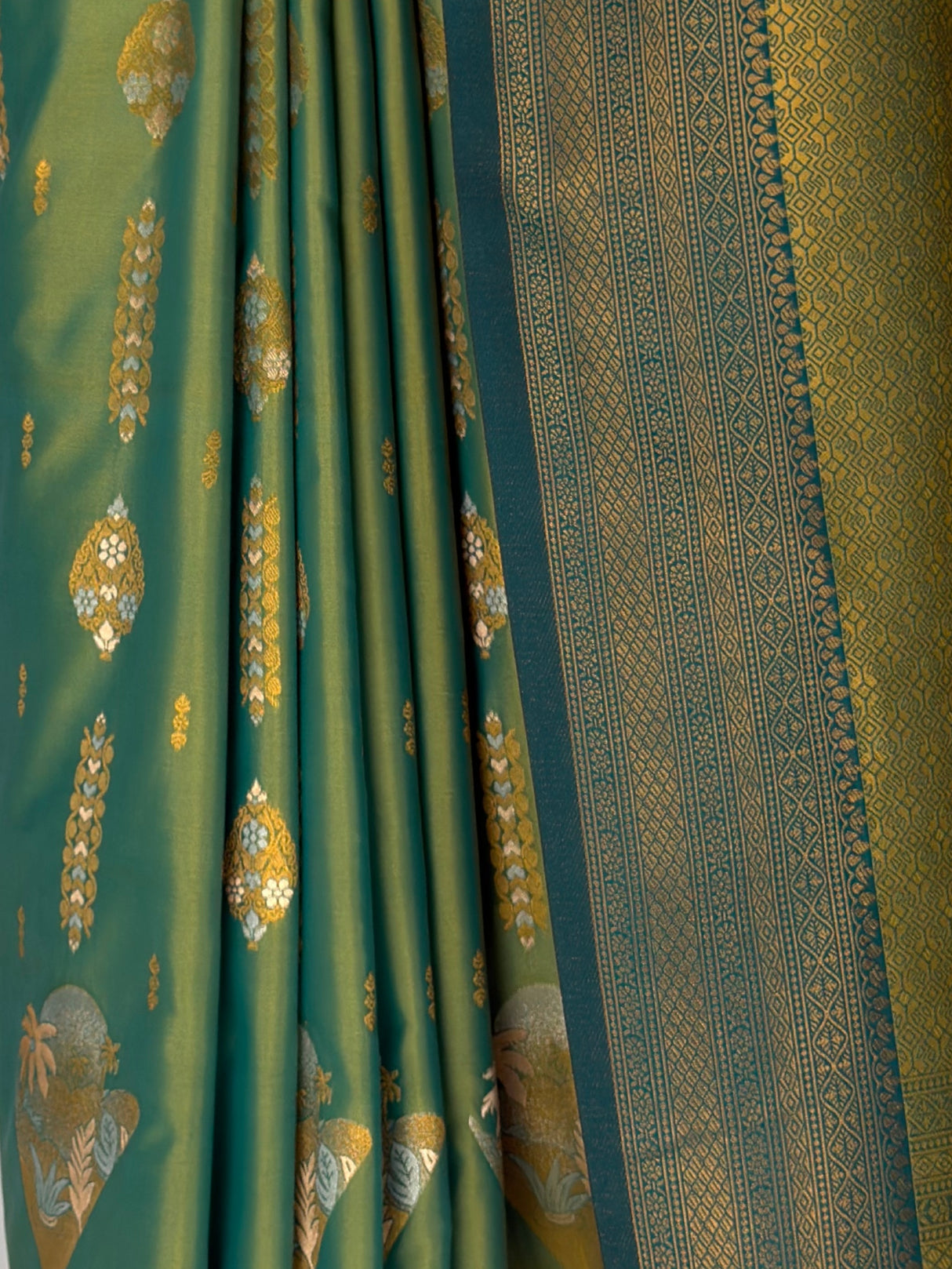 MIMOSA Green Saree Saree — fleets shot full lifestyle