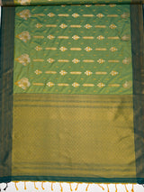 MIMOSA Green Saree Saree — pallu and zari work detail