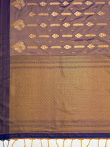 MIMOSA Grey Saree Saree — pallu and zari work detail