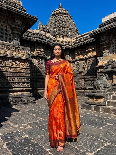 MIMOSA Mustard Saree Saree — front view on mannequin