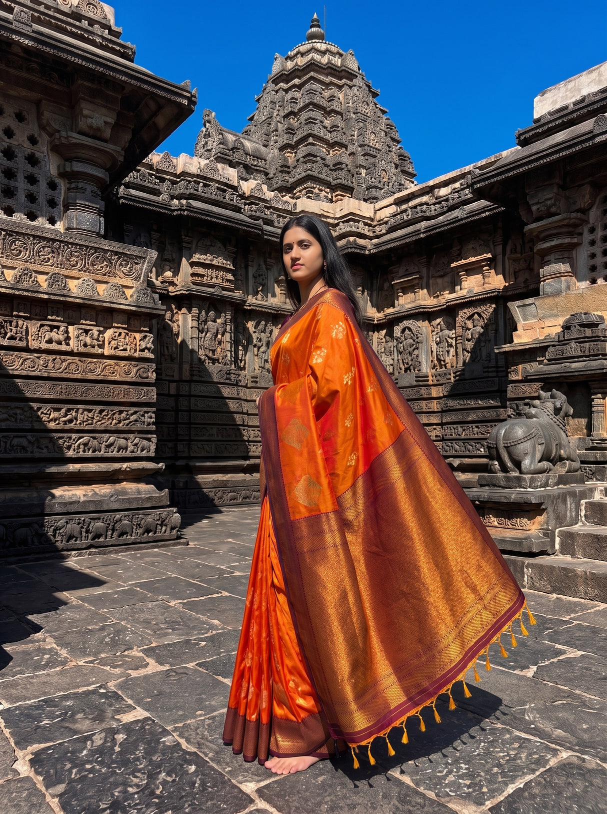 MIMOSA Mustard Saree Saree — pose 3 styling detail