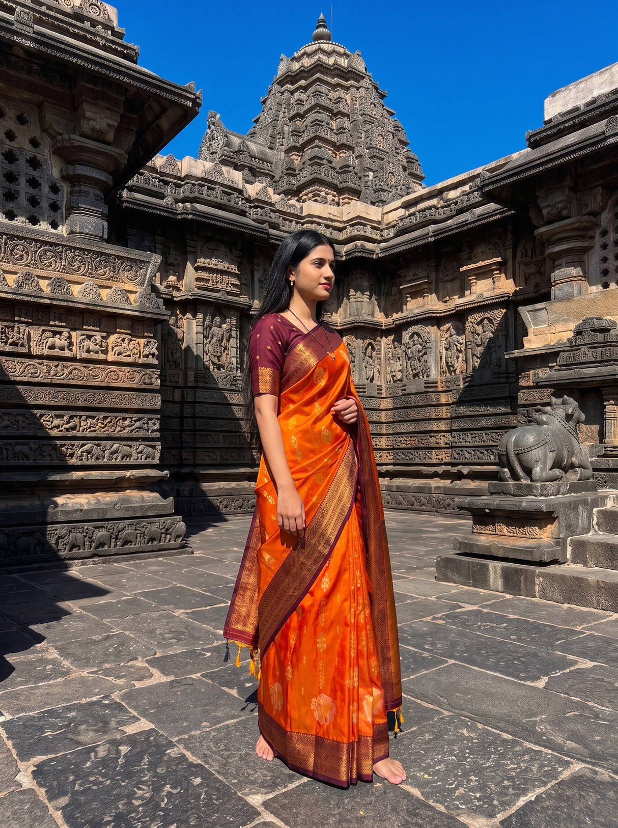 MIMOSA Mustard Saree Saree — pose 5 styling detail