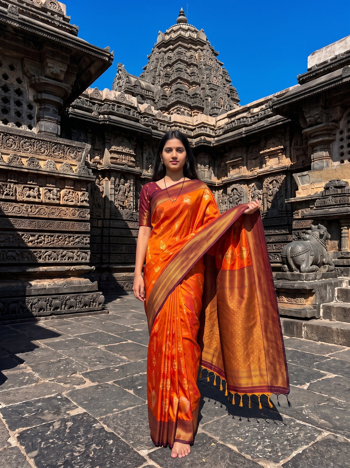 MIMOSA Mustard Saree Saree — pose 6 styling detail