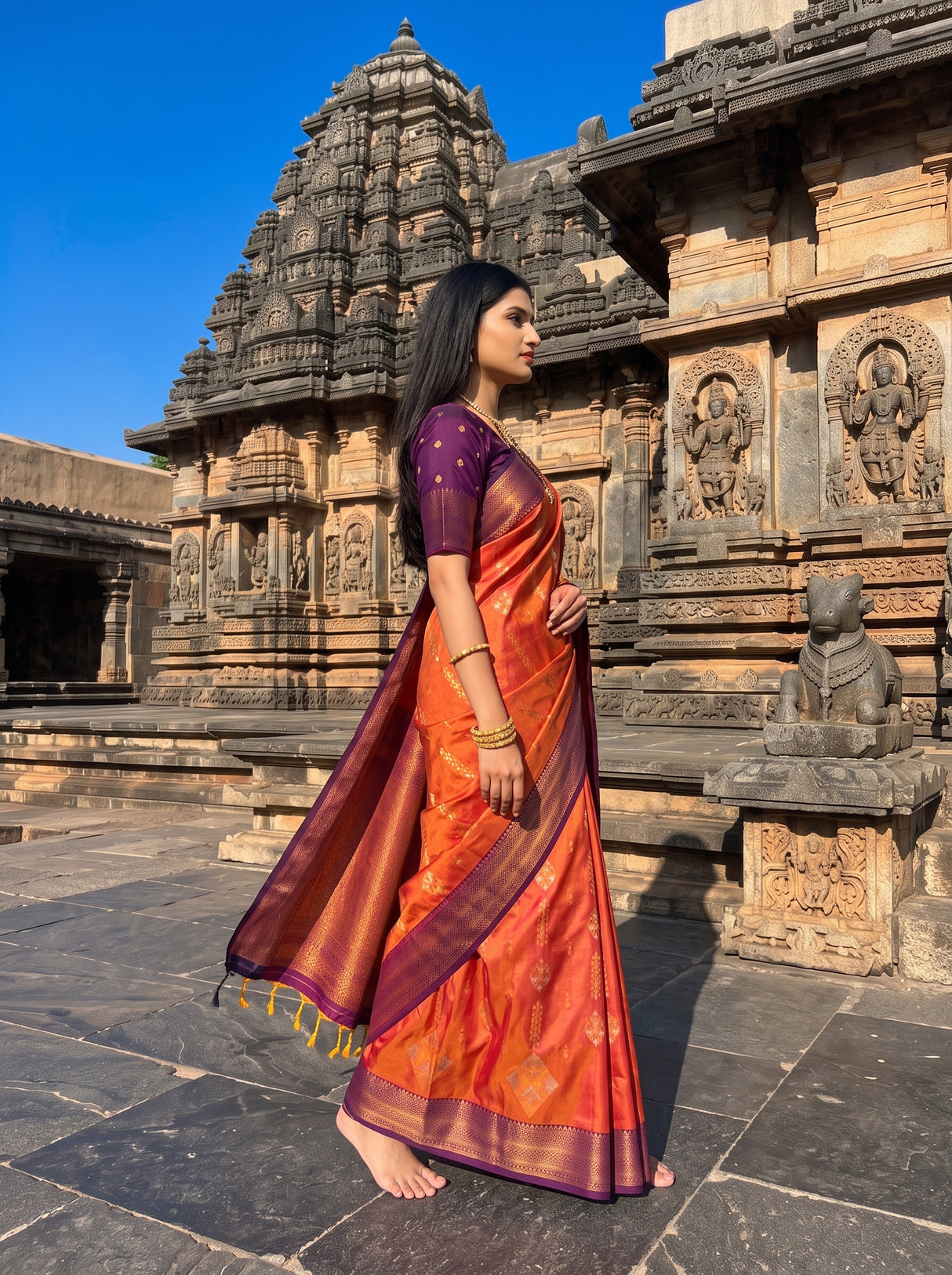 MIMOSA Peach Saree Saree — pose 3 styling detail