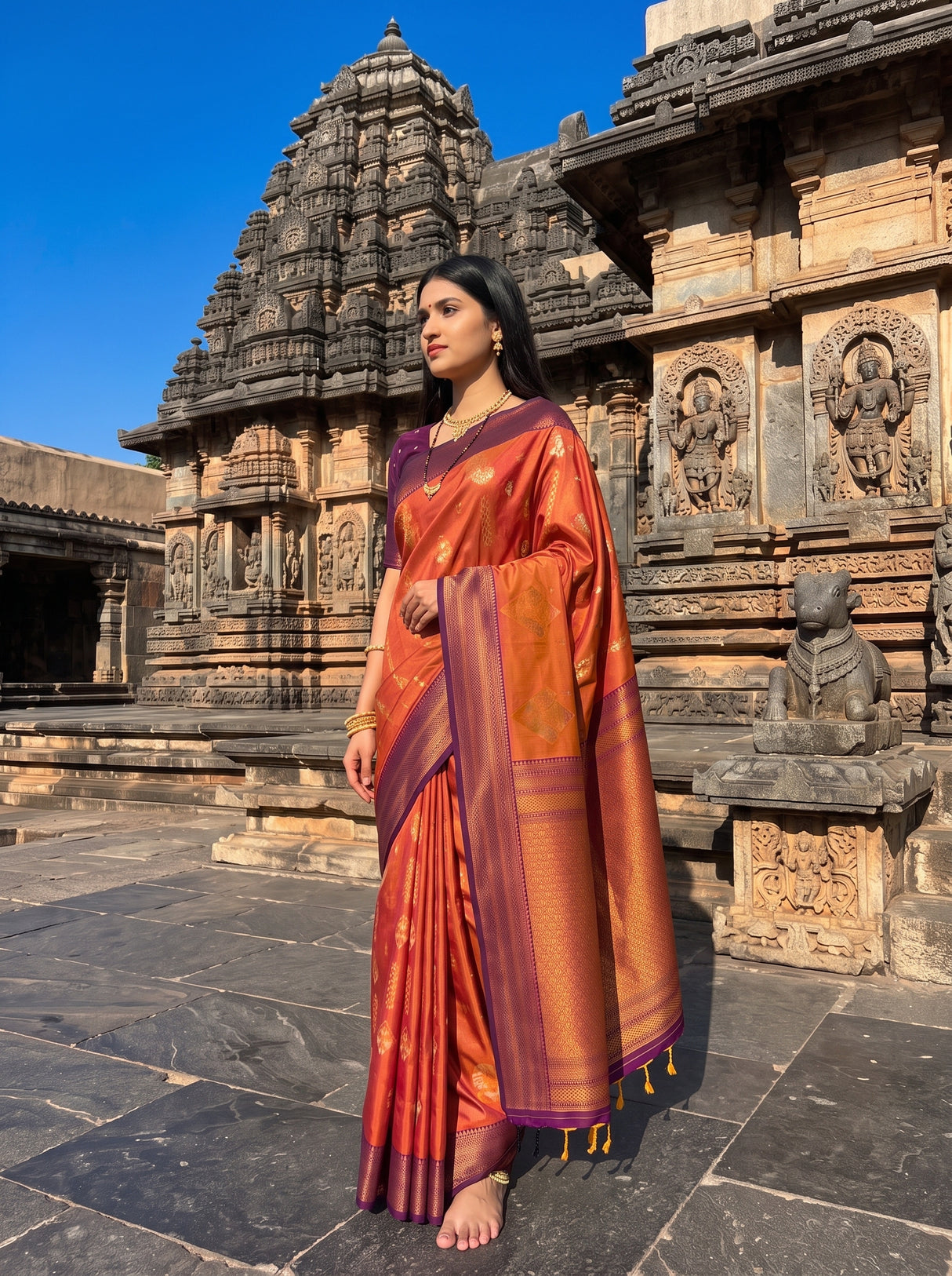 MIMOSA Peach Saree Saree — pose 4 styling detail