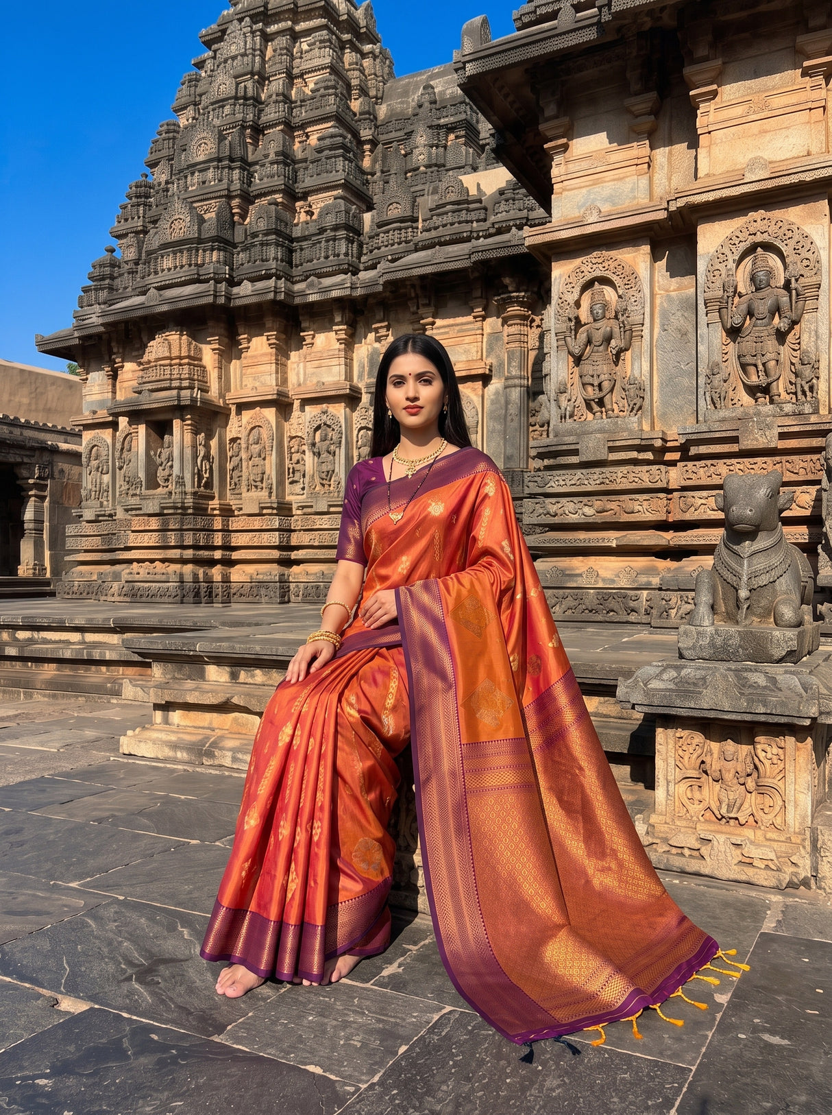 MIMOSA Peach Saree Saree — pose 8 styling detail