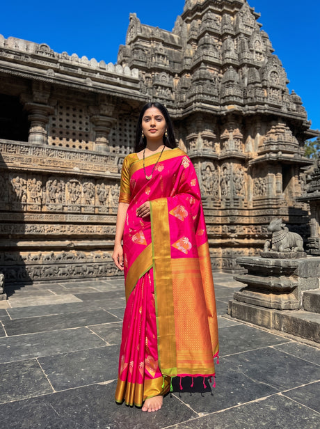 MIMOSA Rani Saree Saree — front view on mannequin