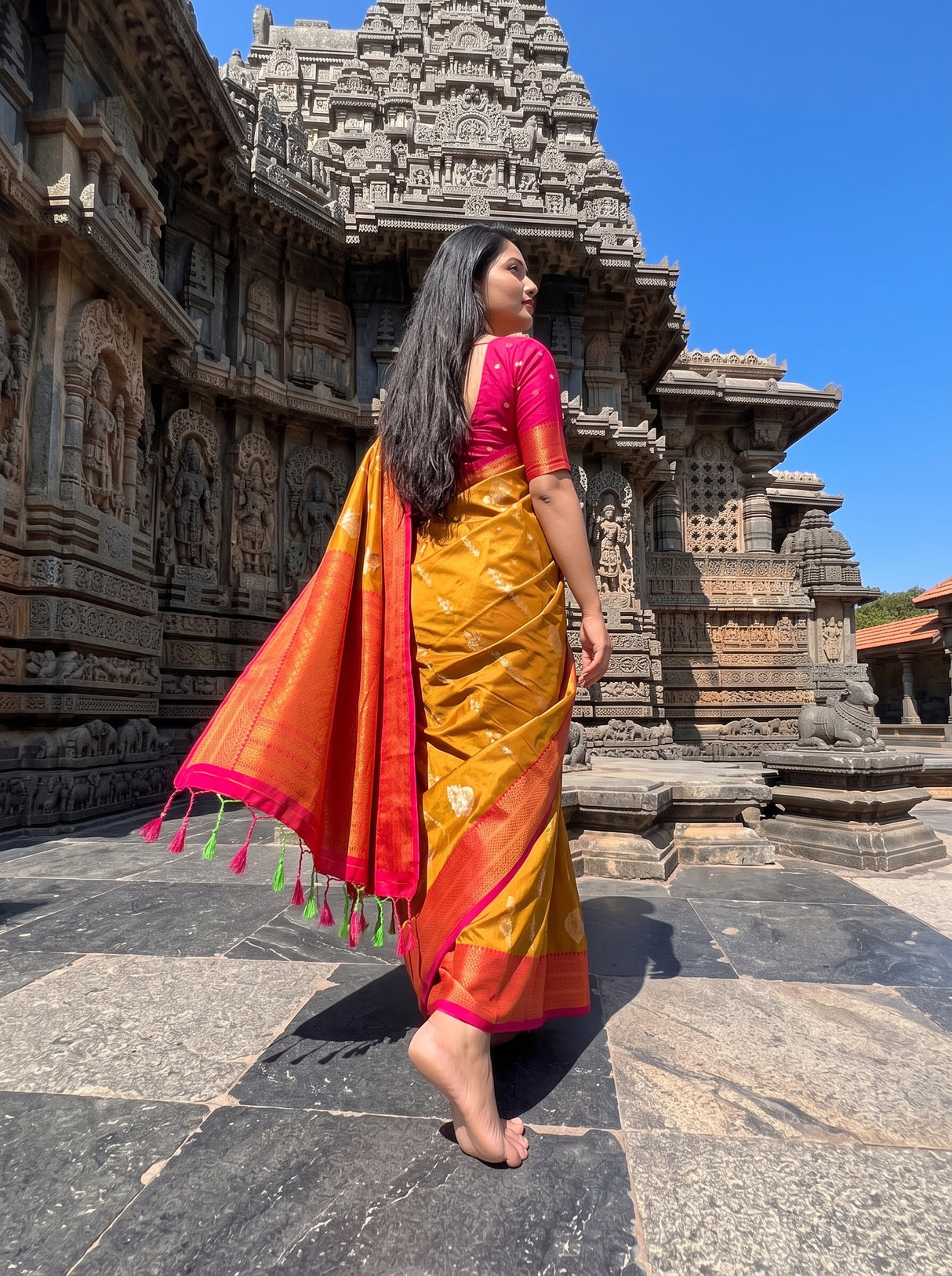 MIMOSA Rust Saree Saree — pose 10 styling detail
