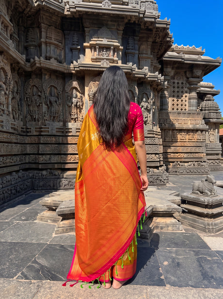 MIMOSA Rust Saree Saree — pose 2 styling detail