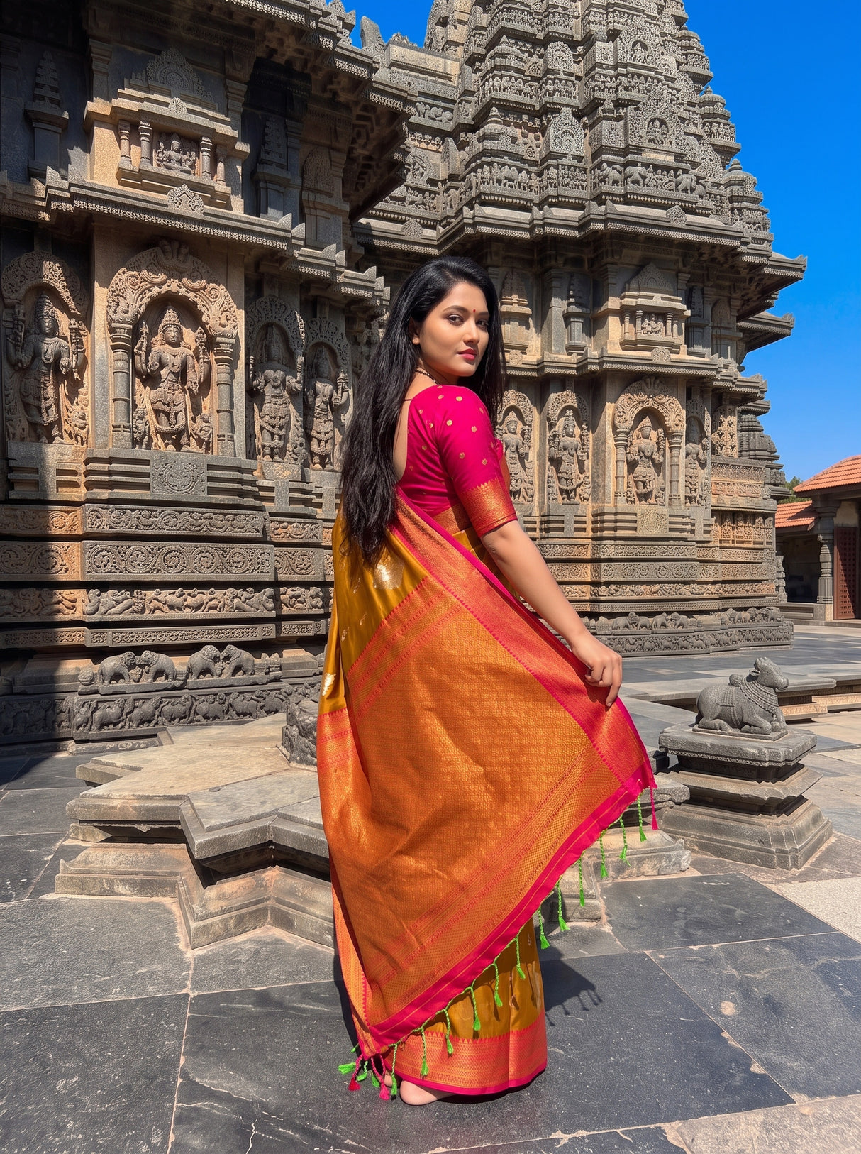 MIMOSA Rust Saree Saree — pose 6 styling detail
