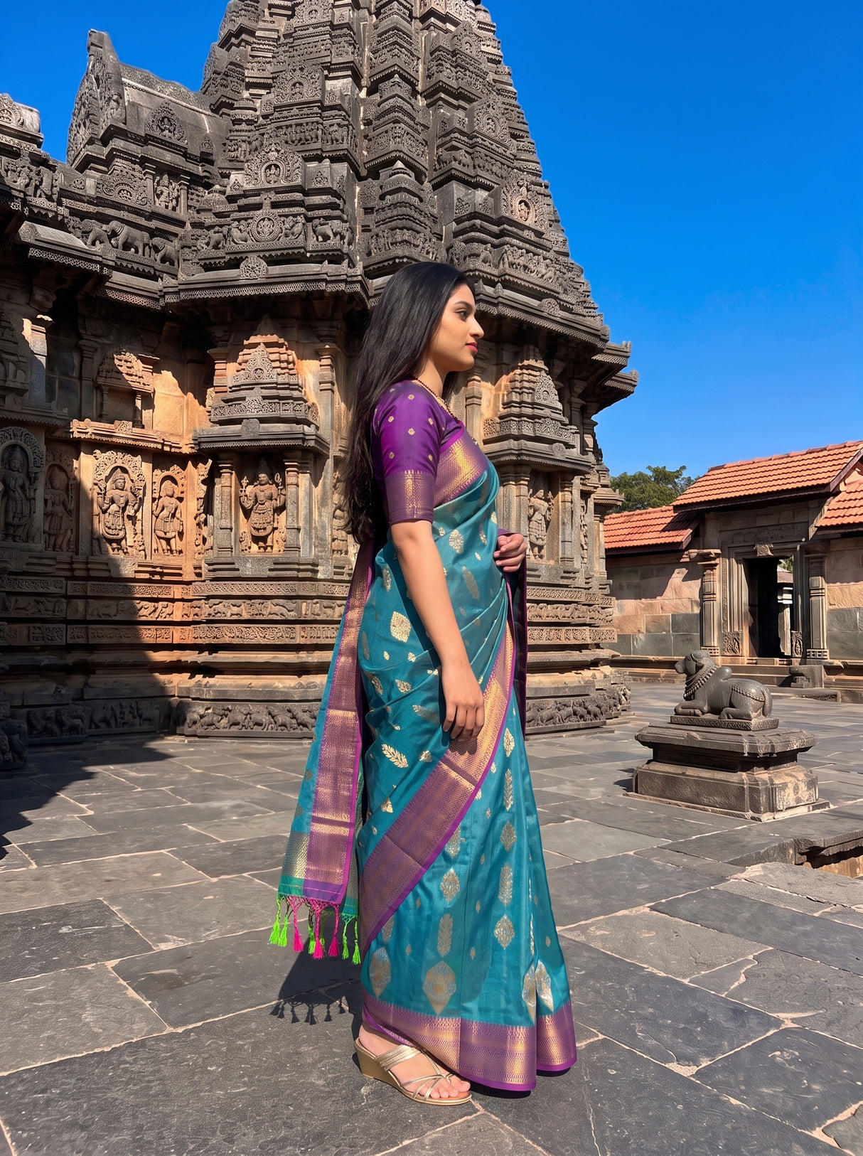 MIMOSA Sapphire Saree Saree — pose 3 styling detail