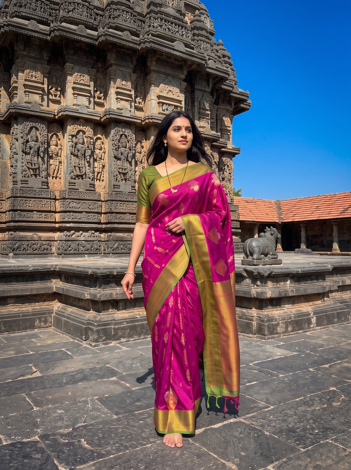 MIMOSA Wine Saree Saree — pose 10 styling detail