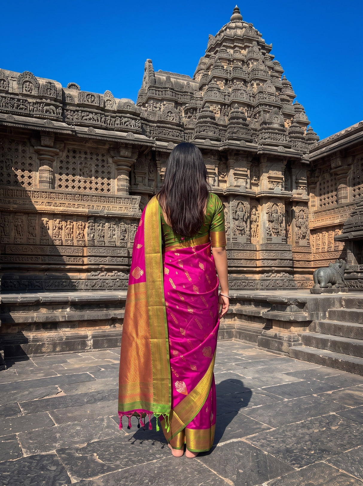 MIMOSA Wine Saree Saree — pose 2 styling detail