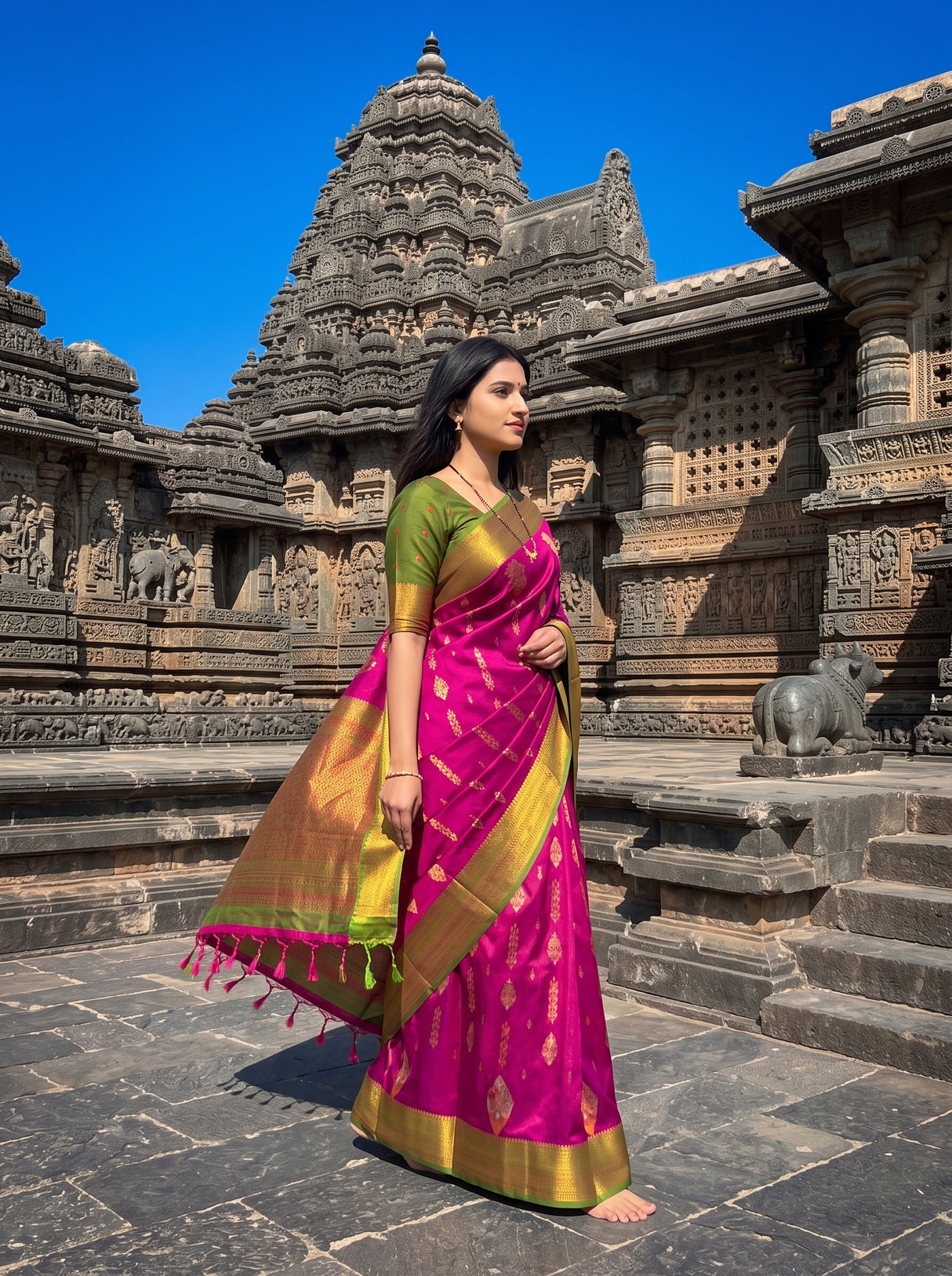 MIMOSA Wine Saree Saree — pose 5 styling detail