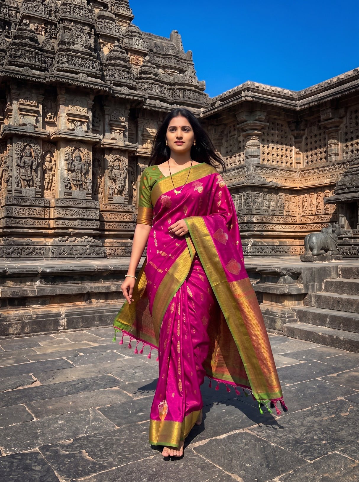 MIMOSA Wine Saree Saree — pose 6 styling detail