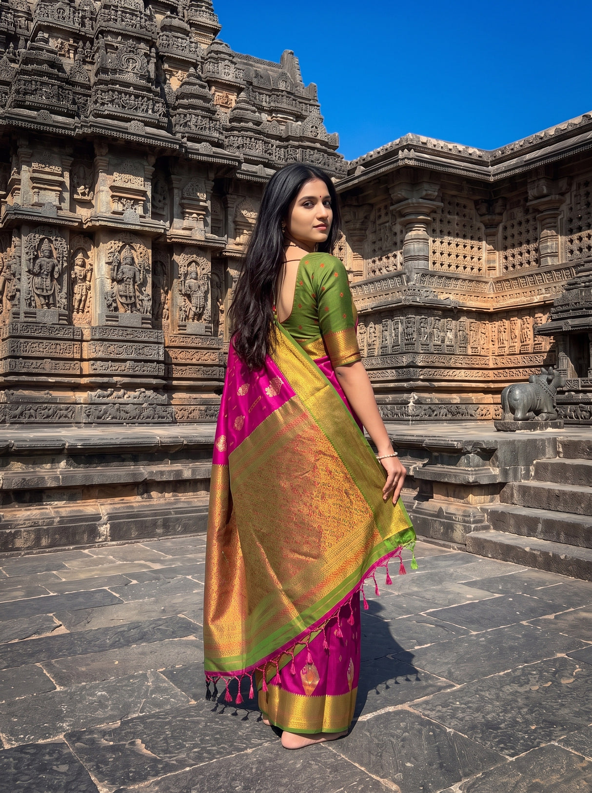 MIMOSA Wine Saree Saree — pose 9 styling detail