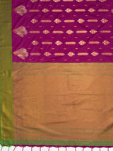 MIMOSA Wine Saree Saree — pallu and zari work detail