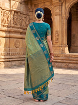 MIMOSA Green Saree Saree — pose 2 styling detail