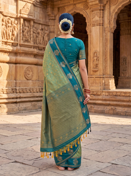 MIMOSA Green Saree Saree — pose 2 styling detail